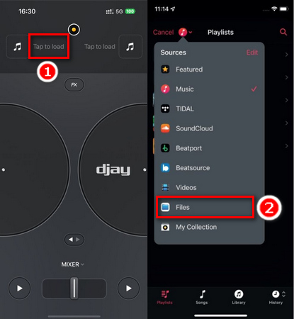 add local deezer music in iphone to djay pro