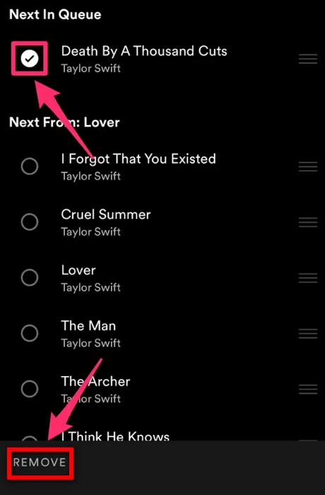 clear spotify queue mobile