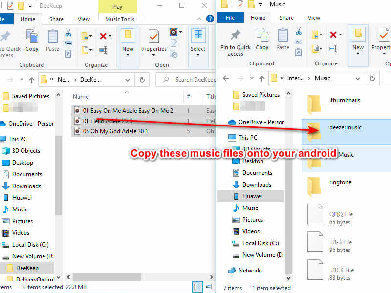 copy deezer music to android
