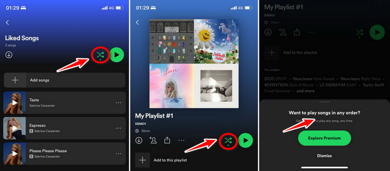 unchangeable play mode with Spotify free account