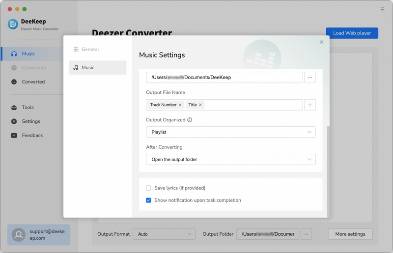 Customize output settings