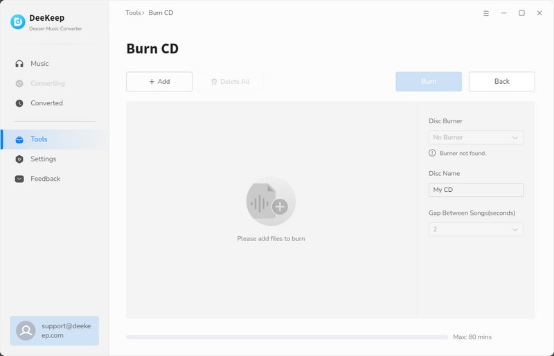 burn cd via deekeep