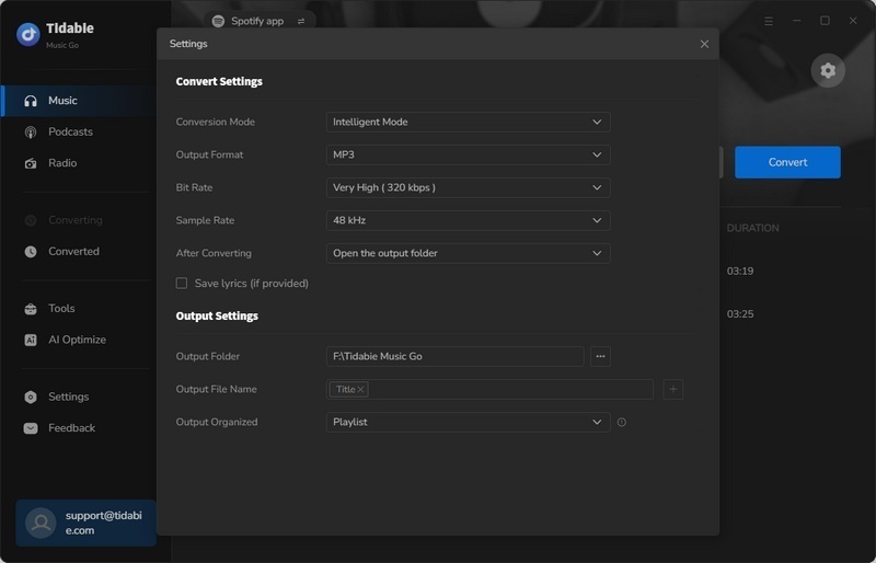 Customize Output Settings of Spotify Music